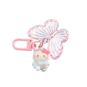 BR12 Brelok breloczek HELLO KITTY MOTYL zawieszka różowa kokardka