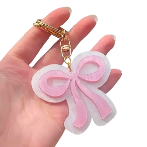BR24 Brelok breloczek karabinek SWEET COQUETTE KOKARDKA kokarda perłowy