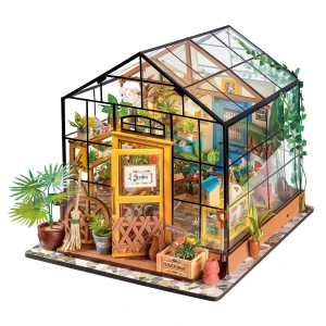 DG104 Miniaturowy domek Book Nook DIY Rolife SZKLARNIA 3D CZARNA Cathy's Flower