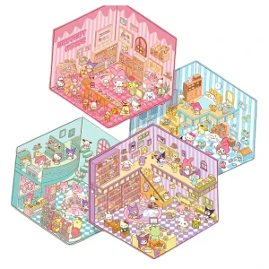 S3D55 Naklejki 3D DIY z TIKTOK Relaks MINI ŚWIAT zestaw KUROMI HELLO KITTY 4kpl.