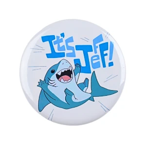 PRZ1 Przypinka button badzik It's Jeff the land shark 58mm L