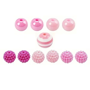 KOK8 Zestaw PINK & PEARL koraliki akrylowe duże kule kulki perły 11szt