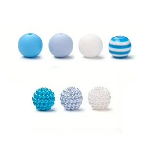 KOK9 Zestaw BLUE & PEARL koraliki akrylowe duże kule kulki perły 7szt