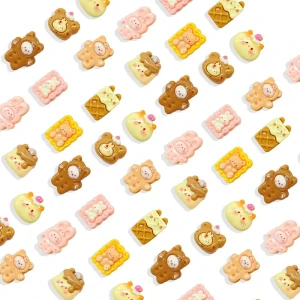 KAB5 Kaboszon akrylowy CIASTKO CIASTECZKO KAWAII 5szt miks kształtów