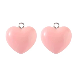 ZAW4 Zawieszka akrylowa SERCE SERDUSZKO PINK 2szt do bransoletek 