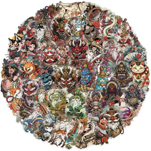 W208 Naklejki STICKER WLEPY PRZEZROCZYSTE ORIENT SMOK chiński żywicy 50szt