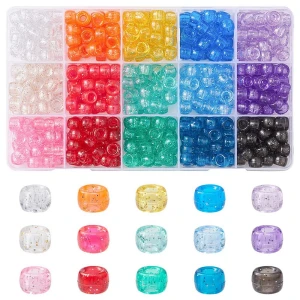 KOP10 Zestaw koralików kandi oponki akryl 9mm warkoczyki bransoletki pony beads