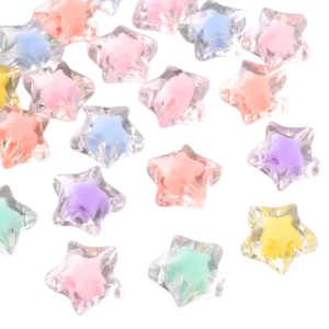 KOK26 Koraliki akrylowe gwiazdy GWIAZDKI przezroczyste 30szt MIX pastelowe