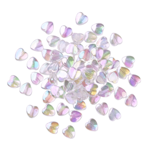 Koraliki akrylowe SERDUSZKA transparentne opalizujące 20szt