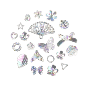 KOK27 Koraliki akrylowe opalizujące AB MIX kształtów transparentne 20g