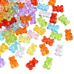 KAM4 Koraliki akrylowe MIŚ MISIE MIŚKI 18mm MIX kolorowe przezroczyste 20szt