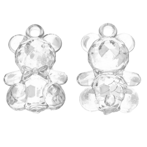 ZAW9 Zawieszki akrylowe MIŚ MISIE przezroczyste fasetowane 2szt duże!