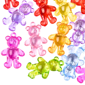 ZAW10 Zawieszki akrylowe MIŚ MISIE MIX kolorowe przezroczyste 5szt stojące