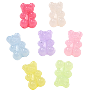  KAM5 Koraliki akrylowe MIŚ MISIE MIŚKI 18mm MIX mleczne 20szt 