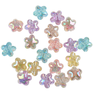 KOK28 Koraliki akrylowe GWIAZDY duże opalizujące z brokatem 5szt