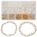 Zestaw ślubny koraliki perełki perły sztuczne przekładki złote miks