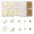 Zestaw ślubny MINI koraliki perełki PERŁY mix kształtów sztuczne przekładki złote