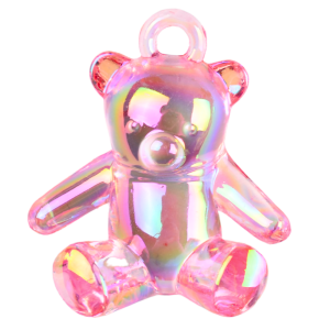 ZAW13 Zawieszka akrylowa MIŚ duża przezroczysta opalizująca jasnoróżowa