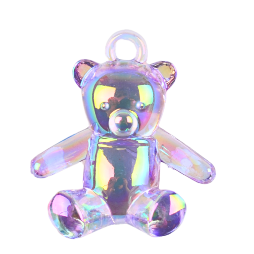 Zawieszka akrylowa MIŚ duża przezroczysta opalizująca fioletowa