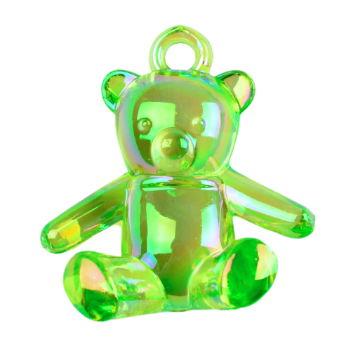 Zawieszka akrylowa MIŚ duża przezroczysta opalizująca zielona