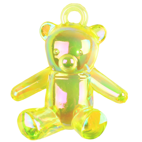 Zawieszka akrylowa MIŚ duża przezroczysta opalizująca żółta