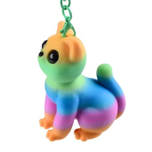 Brelok Figurka 3d drukowana KOT KOTEK rainbow