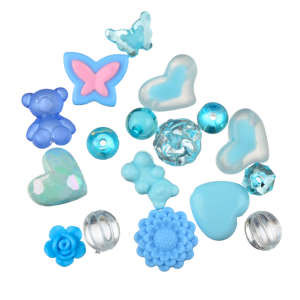 KOK29 Koraliki akrylowe MIX kształtów niebieskie przezroczyste 20g