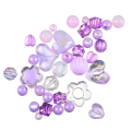 Koraliki akrylowe MIX kształtów fioletowe przezroczyste 20g