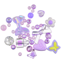 Koraliki akrylowe MIX kształtów fioletowe przezroczyste 20g