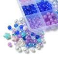 Duży zestaw NIEBIESKI FIOLETOWY koraliki perełki gwiazdki 520szt