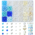 Duży zestaw niebieski MORSKI SYRENKA koraliki perełki muszelki 560szt
