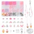 Duży zestaw PINK KAWAII koraliki akrylowe RÓŻOWY do biżuterii