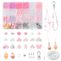 Duży zestaw PINK KAWAII koraliki akrylowe RÓŻOWY do biżuterii