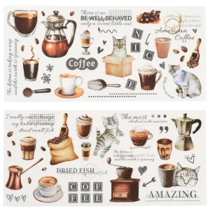 W221 Naklejki foliowe PVC arkusze KAWA COFFEE koty scrapbooking