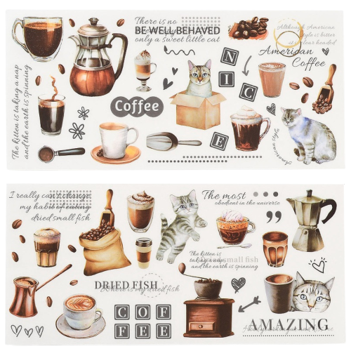 Naklejki foliowe PVC arkusze KAWA COFFEE koty scrapbooking