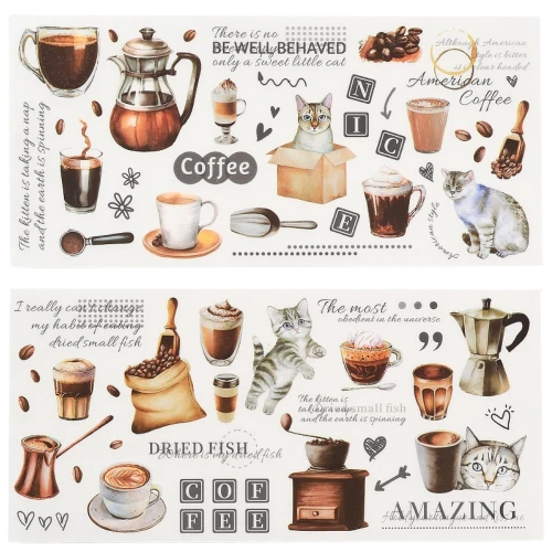 Naklejki foliowe PVC arkusze KAWA COFFEE koty scrapbooking