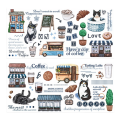 Naklejki foliowe PVC arkusze KAWA COFFEE koty scrapbooking