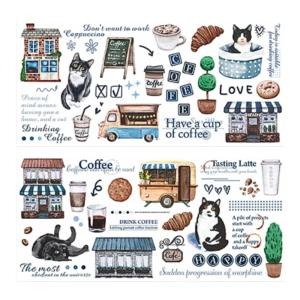 W222 Naklejki foliowe PVC arkusze KAWA COFFEE koty scrapbooking