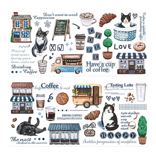 Naklejki foliowe PVC arkusze KAWA COFFEE koty scrapbooking