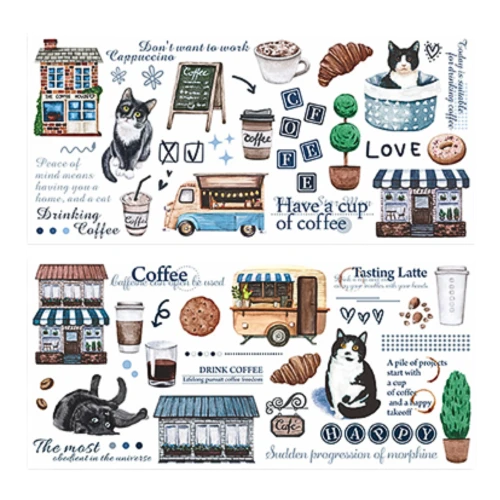 Naklejki foliowe PVC arkusze KAWA COFFEE koty scrapbooking