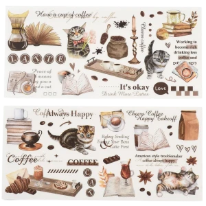 W223 Naklejki foliowe PVC arkusze KAWA COFFEE koty scrapbooking