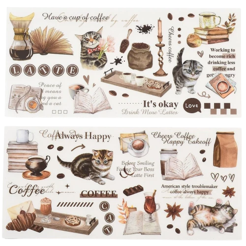 Naklejki foliowe PVC arkusze KAWA COFFEE koty scrapbooking