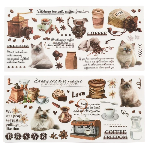 Naklejki foliowe PVC arkusze KAWA COFFEE koty scrapbooking