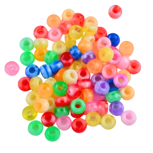 KOP13 Koraliki kandi akryl 9mm warkoczyki pony bead 50szt z mlecznymi plamkami
