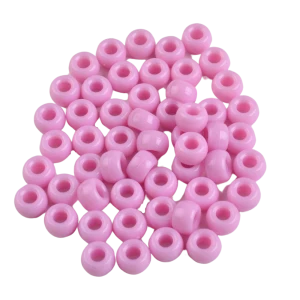KOP15 Koraliki kandi oponki akryl 9mm warkoczyki bransoletki pony bead lawendowy róż 20szt