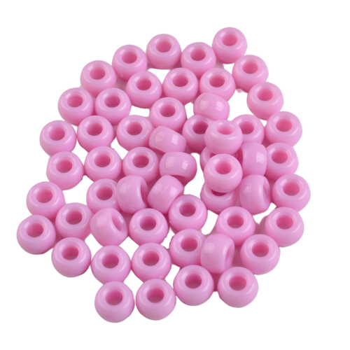 Koraliki kulki oponki akryl 9mm warkoczyki bransoletki pony bead lawendowy róż