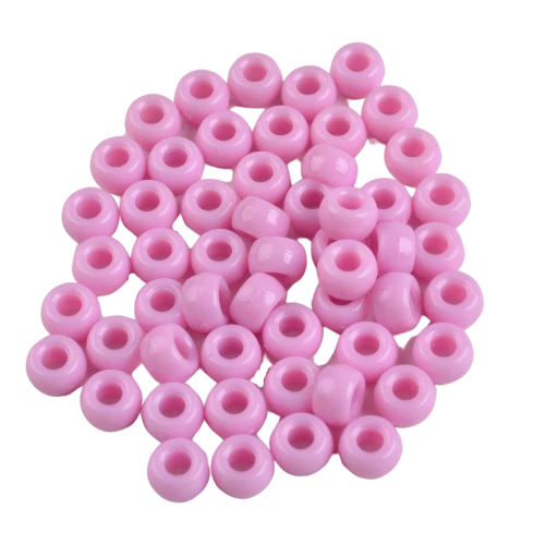 Koraliki kulki oponki akryl 9mm warkoczyki bransoletki pony bead lawendowy róż