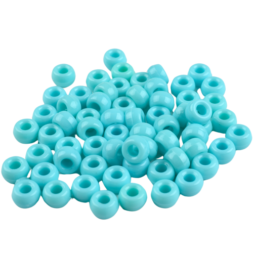 Koraliki oponki akryl 9mm warkoczyki bransoletki pony bead turkusowe