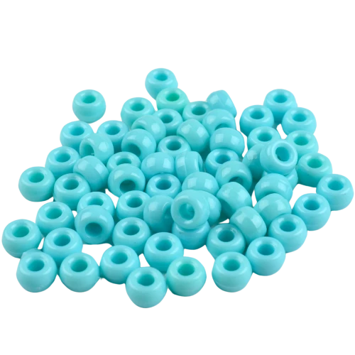 Koraliki oponki akryl 9mm warkoczyki bransoletki pony bead turkusowe