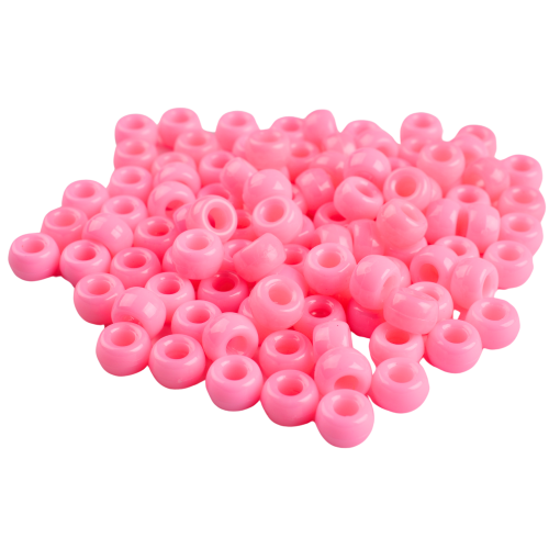 Koraliki oponki akryl 9mm warkoczyki pony bead różowe